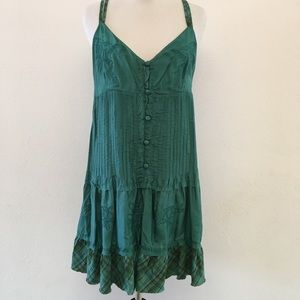 Free People Green Silk Dress Size 10
